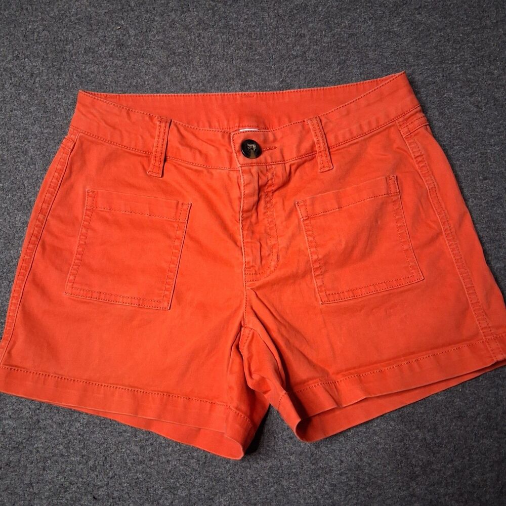 Cabi Alexa Shorts Womens 0 Orange Cotton Stretch Casual Summer Chino